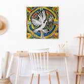 Leinwandbild Bunte Friedenstaube - Inspiriert von Matisse - Zamart - Quadratisch 