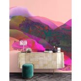 Livingwalls Fototapete Walls by Patel 3 Magic Mountain 1 lila, rosa, grün, orange, rot 