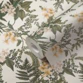 Pflanzen-Tapete mit Blüten Grau Grün - Vliestapete mit Blumen floral 