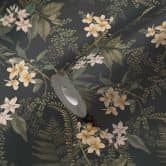 Pflanzen-Tapete mit Blüten Schwarz Grün - Vliestapete mit Blumen floral 