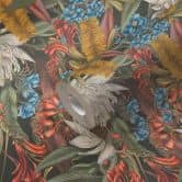 Vliestapete mit Dschungel-Muster Schwarz Grün - Tapete große Blüten bunt  