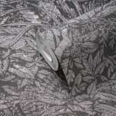 Monochrome Blatt-Tapete in Grau - Vliestapete mit botanischem Design 