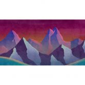 Berglandschaft Fototapete in Aquarellfarben - Vliestapete mit malerischem Sonnenuntergang 