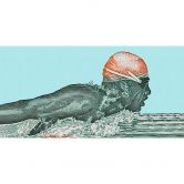 Fototapete Schwimmerin Retro - Grafische Vliestapete im Stil der 20er Jahre 