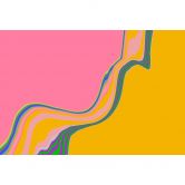 Pop-Art-Fototapete mit geschwungenen Linien auf Pink und Gelb - Vliestapete 