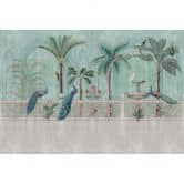 Fototapete Orientalische Garten mit Pfauen - Elegante Vliestapete in Pastell 