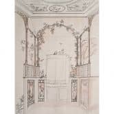 Geschetst architectuurbehang met tuinmotief - kunstzinnig vliesbehang 