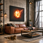Leinwandbild Fußball in Flammen 