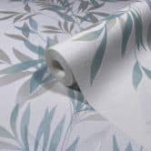 Vliestapete in weiß, grün Blattmotiv Blätteroptik Floral Natur  