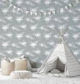 Kindertapete, Vliestapete mit Illustration Kids Walls grün, weiß  