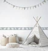 Bordüre, Vliesbordüre Kids Walls grau, weiß 