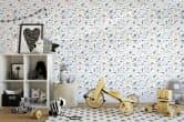Kindertapete, Vliestapete mit Illustration Kids Walls weiß, bunt 