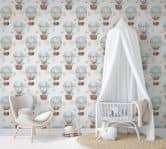 Kindertapete, Vliestapete mit Illustration Kids Walls weiß, blau, beige 