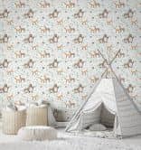Kindertapete, Vliestapete mit Illustration Kids Walls weiß, grün, braun 