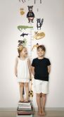 Kindertapete, Vliestapete, Messlatte mit Illustration Kids Walls weiß, bunt 