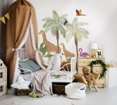 kinderbehang, vliesbehang met illustratie Kids Walls wit, groen, beige 