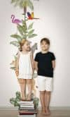 Kindertapete, Vliestapete, Messlatte mit Illustration Kids Walls weiß, grün, beige 