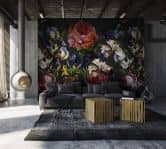 Fototapete mit Blumenmotiven, Schwarz Floral 2.70 x 2.65 m 