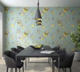 Fototapete mit Affen und Pflanzen, Gelb Illustration 3.40 x 1.06 m 