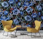 Fototapete mit Pflanzen, Schwarz Floral 2.70 x 3.18 m 