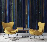 Fototapete mit abstraktem Bambus, Blau Streifen 3.40 x 2.12 m 