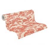 Non-woven wallpaper Lin Zen Branches beige red metallic asian - orange trees forest wallpaper branches 