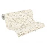 Vliesbehang Fee Wild Free crème beige grijs metallic - grassen wilde bloemen woonkamer hal kantoor 