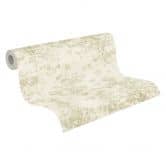 Vliesbehang Astrid Whispering Woods crèmegroen metallic - bosbehang bomen aquarel glanzend 