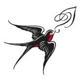 Muursticker Miami Ink Vogel met Ornament 