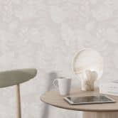Pflanzen Mustertapete Tropische Blätter Beige - Bloomery Decor 