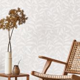Mustertapete Zarte Aquarell-Blätter - Soft Beige - Bloomery Decor 
