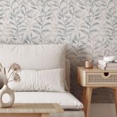 Mustertapete Zarte Aquarell-Blätter - Soft Grau - Bloomery Decor 