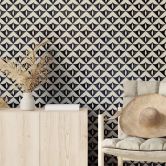 Mustertapete Geometrische Ornamente in Schwarz-beige - Treechild 