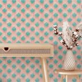 Patroonbehang in turquoise en roze - Treechild 