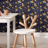 Mustertapete für das Kinderzimmer - Waldtiere in der Nacht - UN Designs 