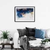 Poster Marbre abstrait avec effet bleu et or 