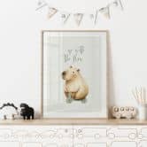 Kinderposter Capybara auf Roller - Flow Spruch 