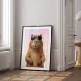 Poster Coole capibara met zonnebril 