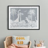 Poster Im Land der Dinosaurier - Blau - Kikki Belle 