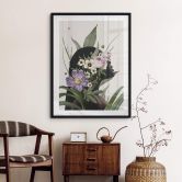 Poster Frida Floral Studio - Frauensilhouette mit Lila Blumen 