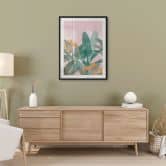 Poster Botanische Illustration in Grün und Rosa - Goed Blauw 