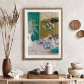 Poster Teepause mit blauem Porzellan - Goed Blauw 