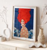 Poster Frau mit rotem Haar und Blüten - Hülya 