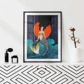 Poster zeemeermin in het rode maanlicht - Hülya 