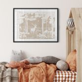 Poster Herbstlicher Wald mit Hirschen und Füchsen - Braun - Kikki Belle 