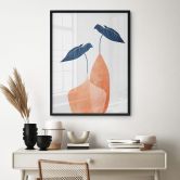 Poster Monstera-Blätter in zwei apricotfarbenen Vasen - Kubistika 