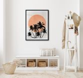 Poster Palmen vor der orangen Sonne - Kubistika 