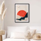 Poster Sonnenaufgang in der Landschaft mit Tauben - Kubistika 