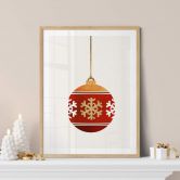 Poster Kubistika - Weihnachtskugel mit Schneeflocken 