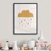 Poster für Kinder - Fröhlicher Regen in Pastelltönen - Menina Lisboa 